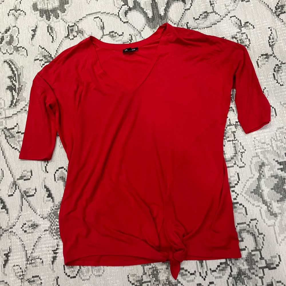 Express Scarlet Tie-Front Short Sleeve Tee